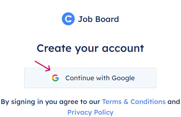 Signing into Careerflow with a Google account