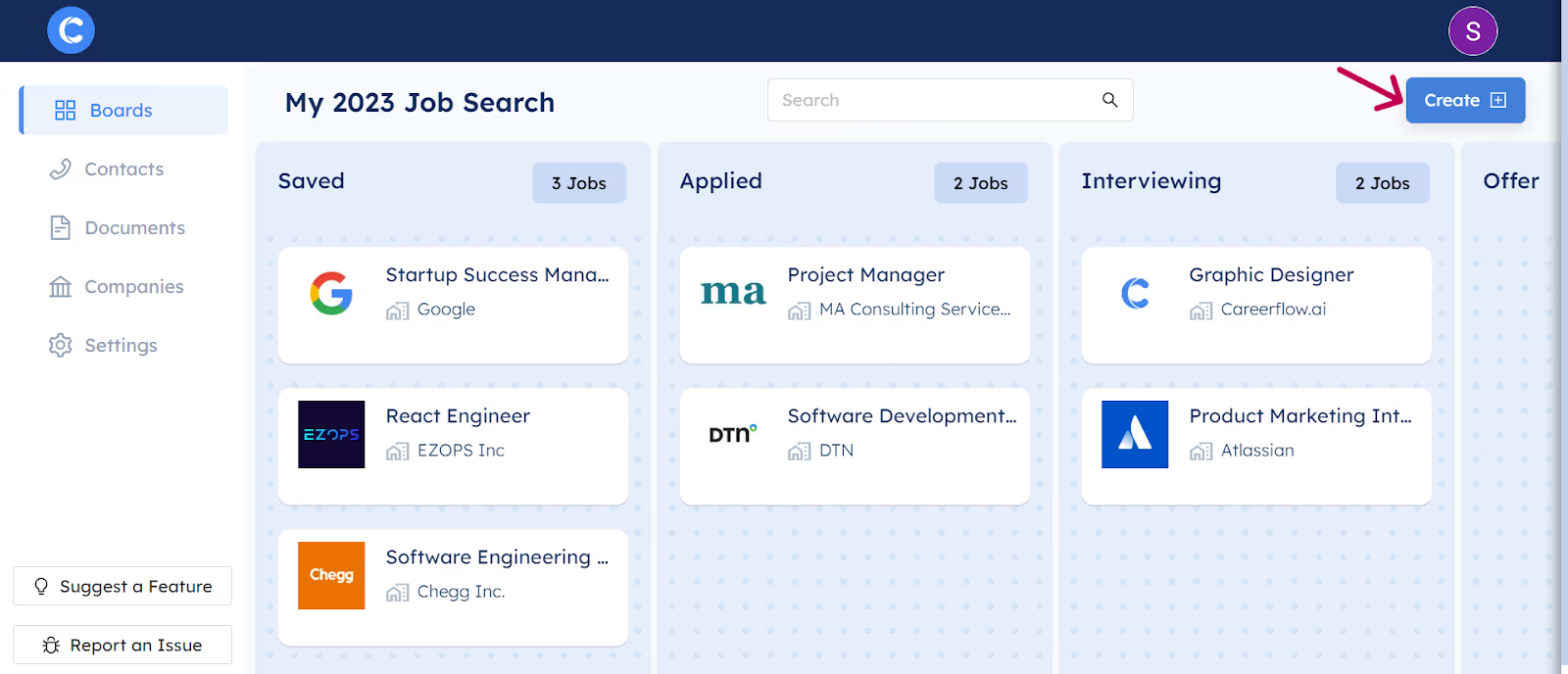 Adding a new job opporunity to the Job Tracker tool