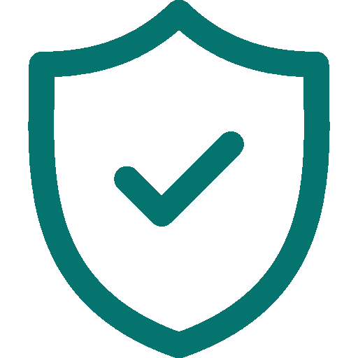 Shield icon with a checkmark symbolising security or protection.
