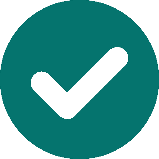 A clear tick in teal circle
