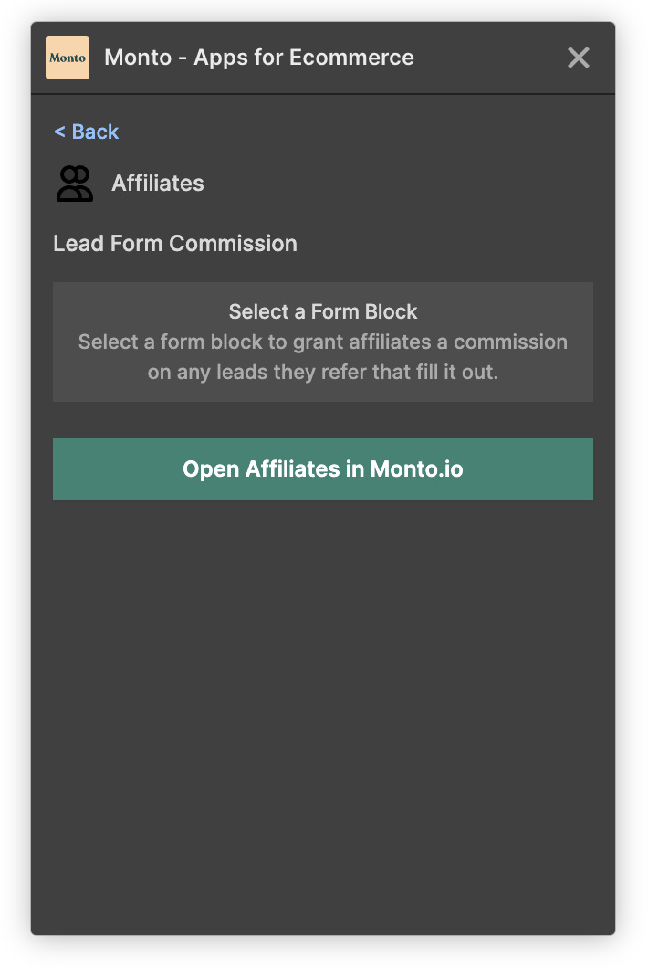 Monto Webflow Designer Extension for Affiliate Form tracking