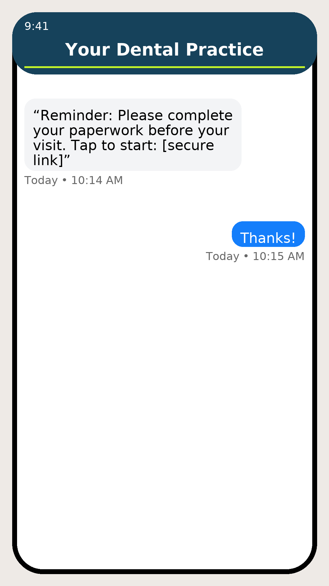 example of a patient reminder SMS message