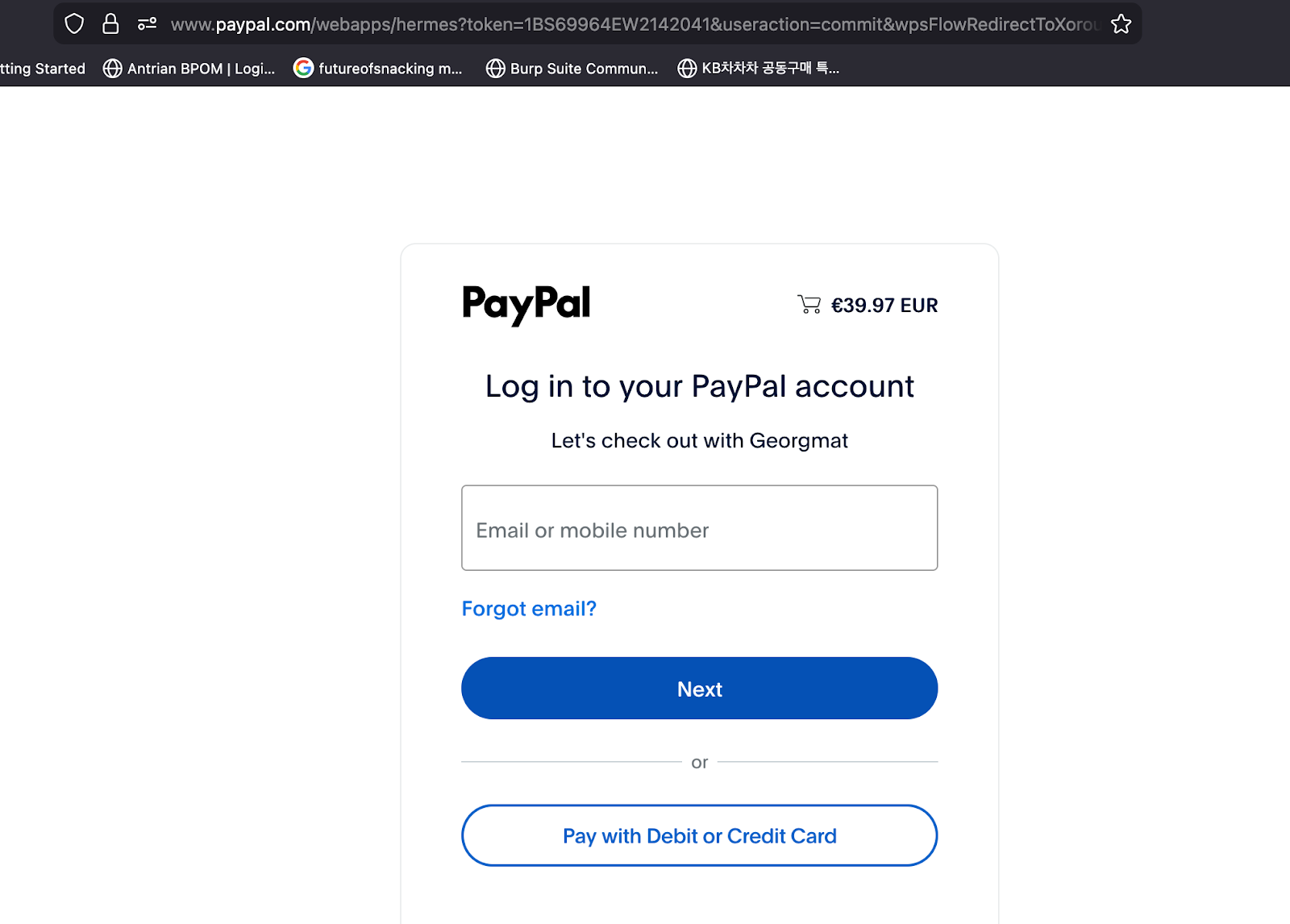 Snapshot of redirection to PayPal for purpose of Fraudulent Transactions.