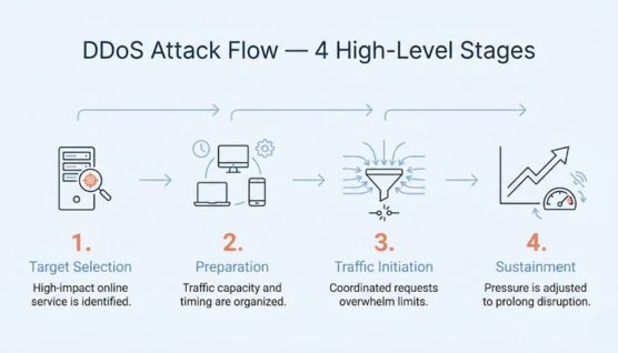 ddos attack flow steps