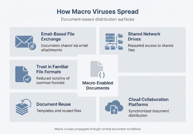 how do macro viruses spread