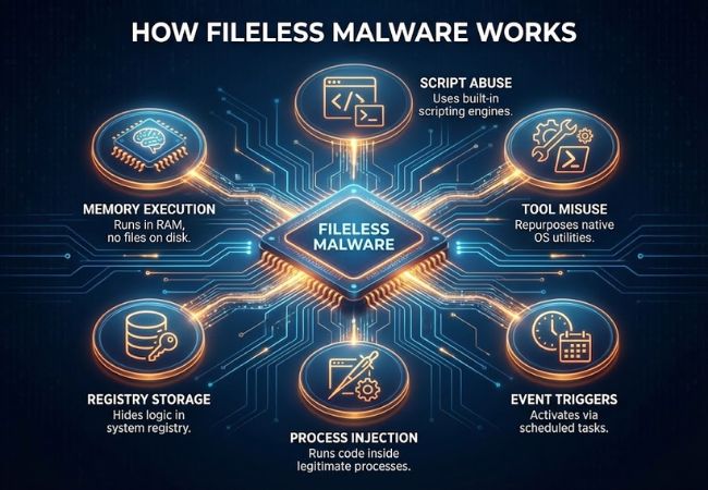 how does fileless malware work