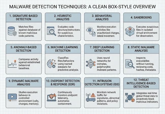 different malware detection techniques