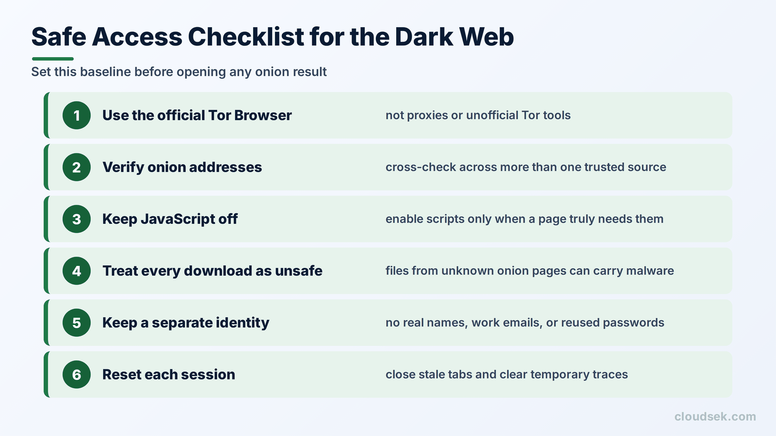 dark web safe access checklist