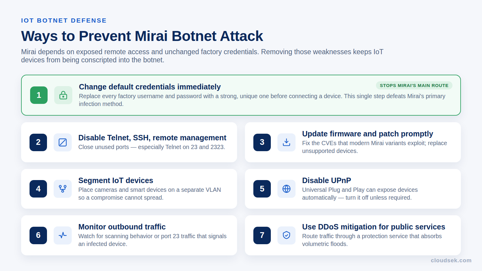 ways to prevent mirai botnet attack
