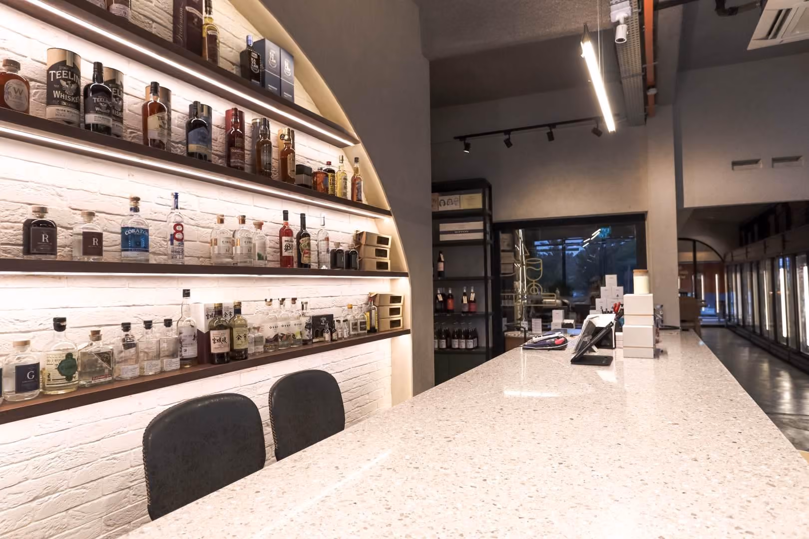A retail store selling alcohol with the interior design done by Massing Design
