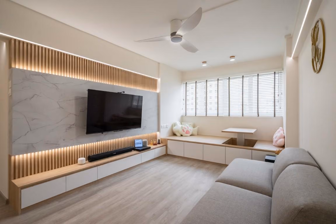 HDB Resale Interior Design by Design 4 Space: https://www.homematch.sg/interior-designers-contractors/design-4-space-c27
