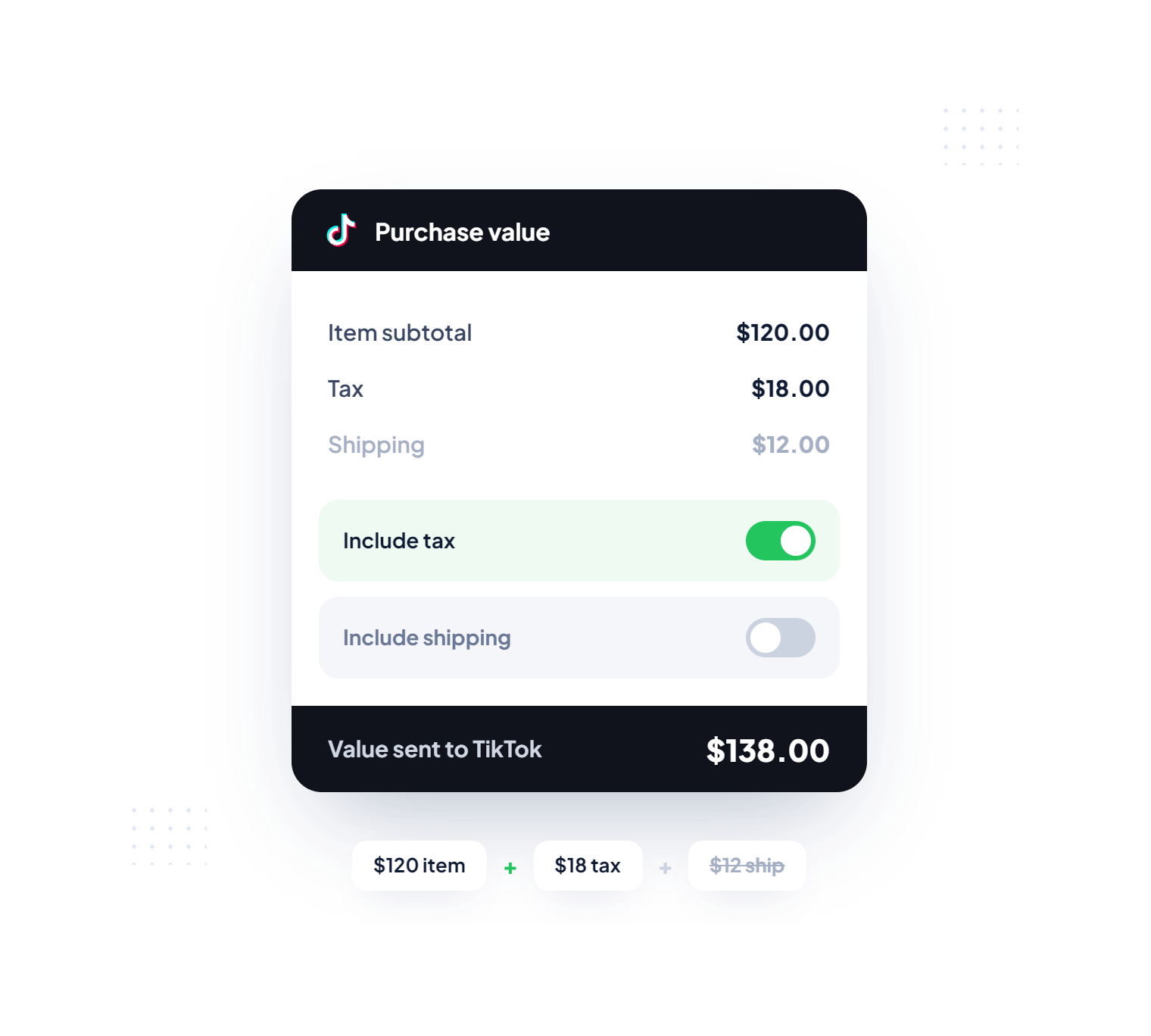 Include or exclude tax and shipping charges