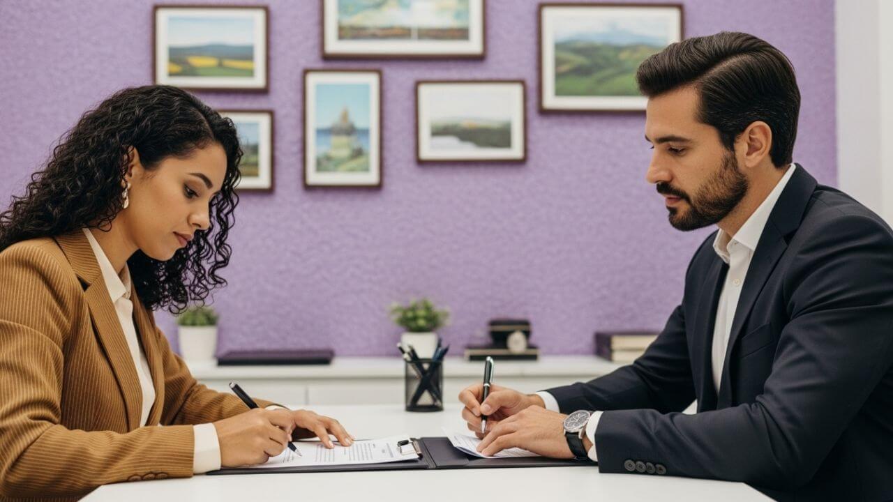 locador e locatária assinam reajuste de aluguel em contrato