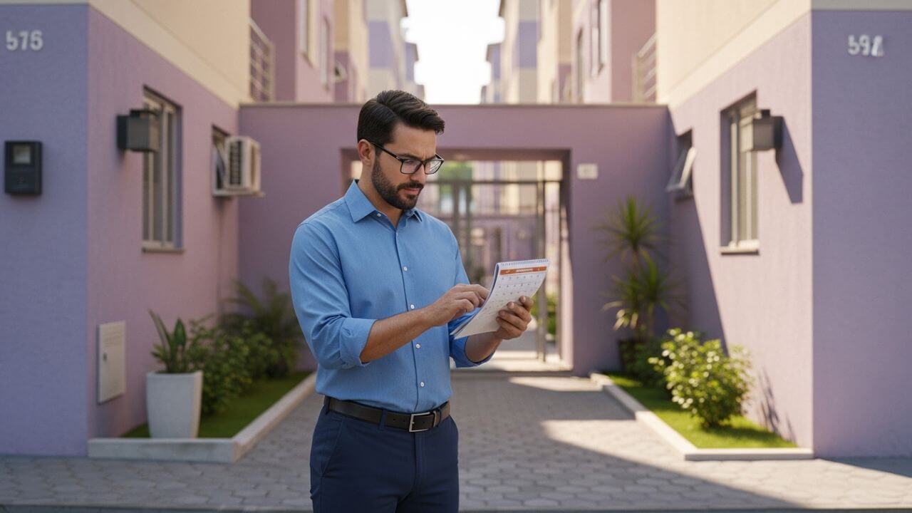 síndico de condomínio olha para calendário de obrigações