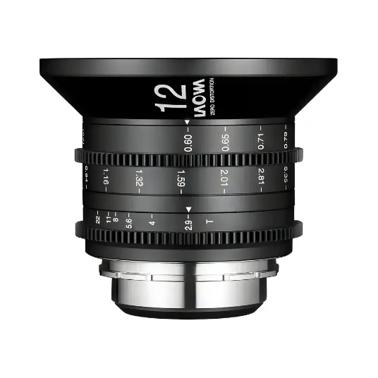 Laowa 12mm T2.9 Zero-D Cine wide-angle camera lens with focus and aperture rings.