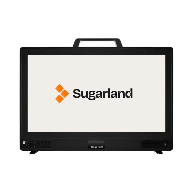 SmallHD 24-inch high-bright monitor displaying the Sugarland logo on screen.