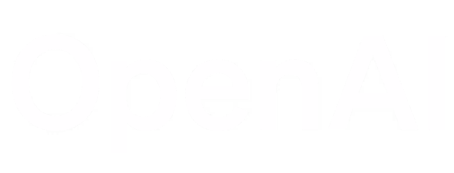 OpenAI wordmark logo in white text on a transparent background.