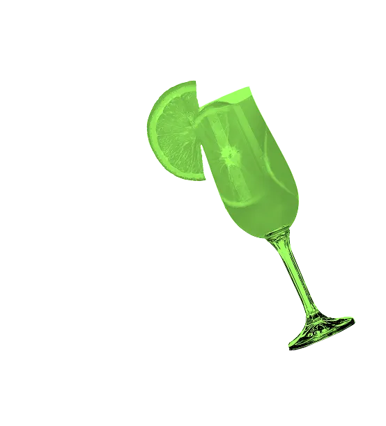 Cocktail glass with a lime wedge garnish.