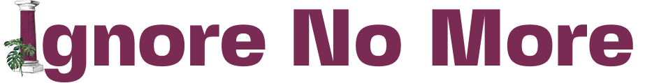 Ignore No More logo — the pillar-monstera I lockup in mulberry