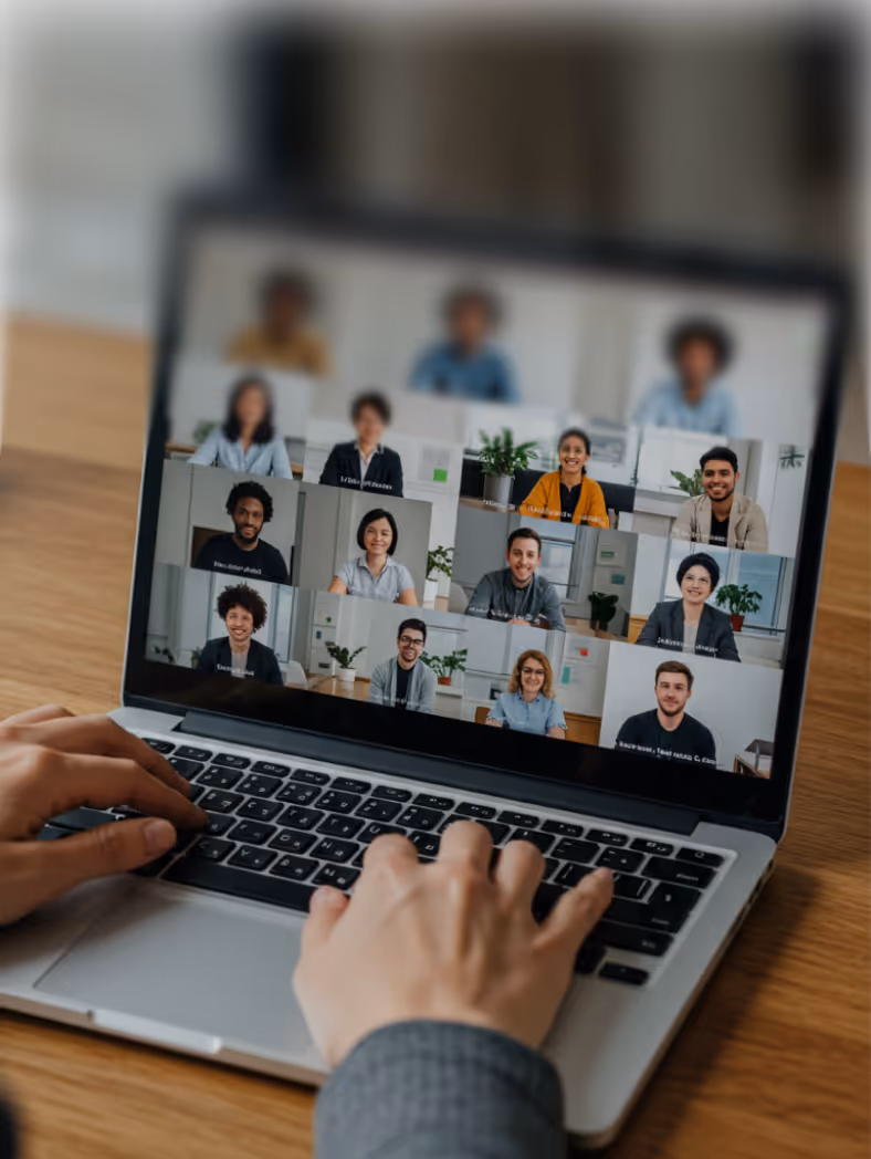 Image of a remote worker in a virtual meeting
