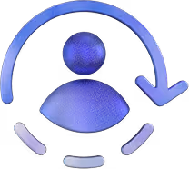Blue user icon with a circular arrow around it, symbolizing user refresh or update.