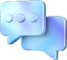 Two overlapping blue speech bubbles representing chat or messaging.