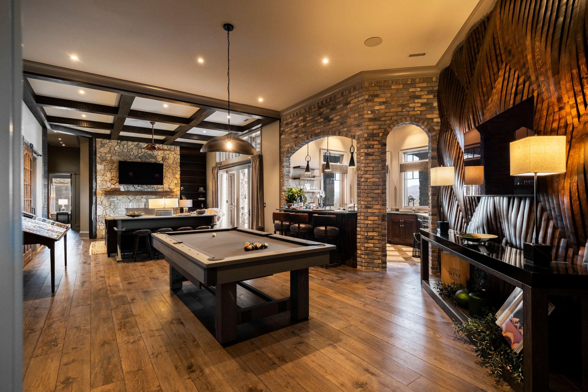 Exterior of a luxury custom home built by Fairview Custom Homes – stone and timber mountain home South Carolina