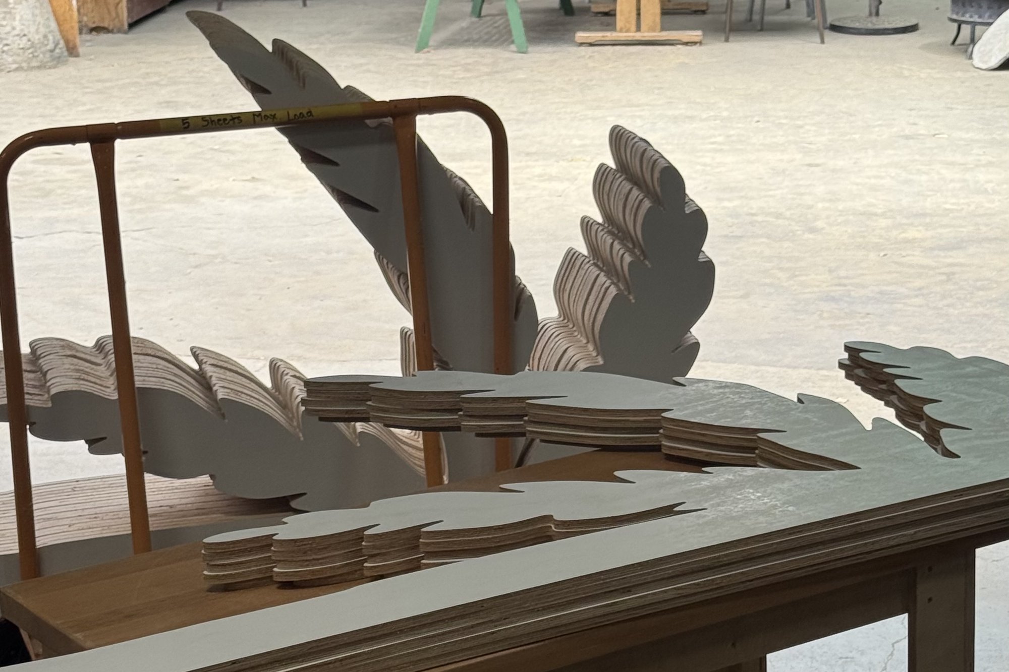 Palm frond cutouts for a themed environment