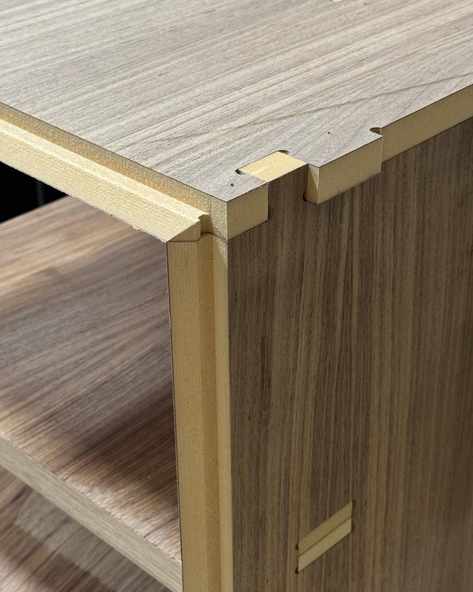 Tab and slot joinery on a veneered panel carcass