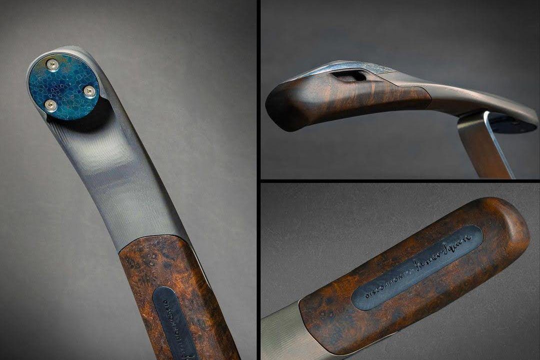 Bespoke handle details with rusted metal and resin inlay