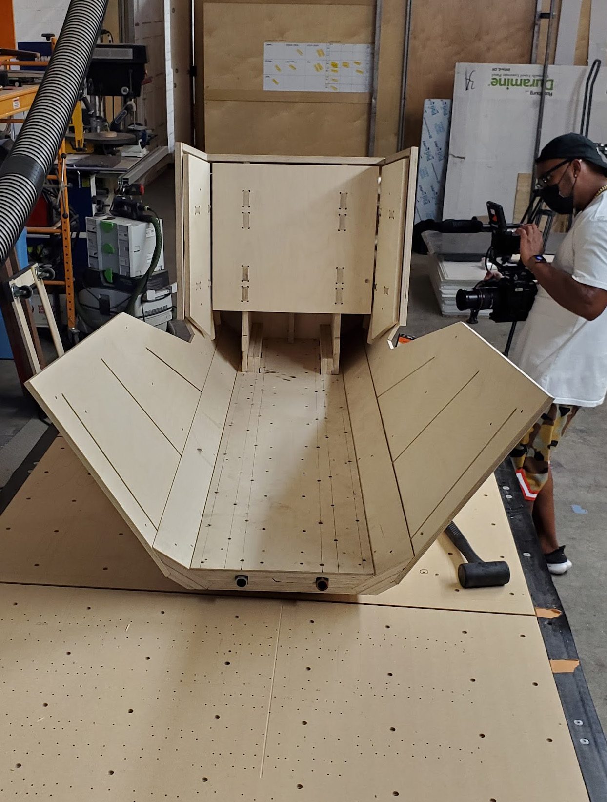 Faceted plywood form on the router bed