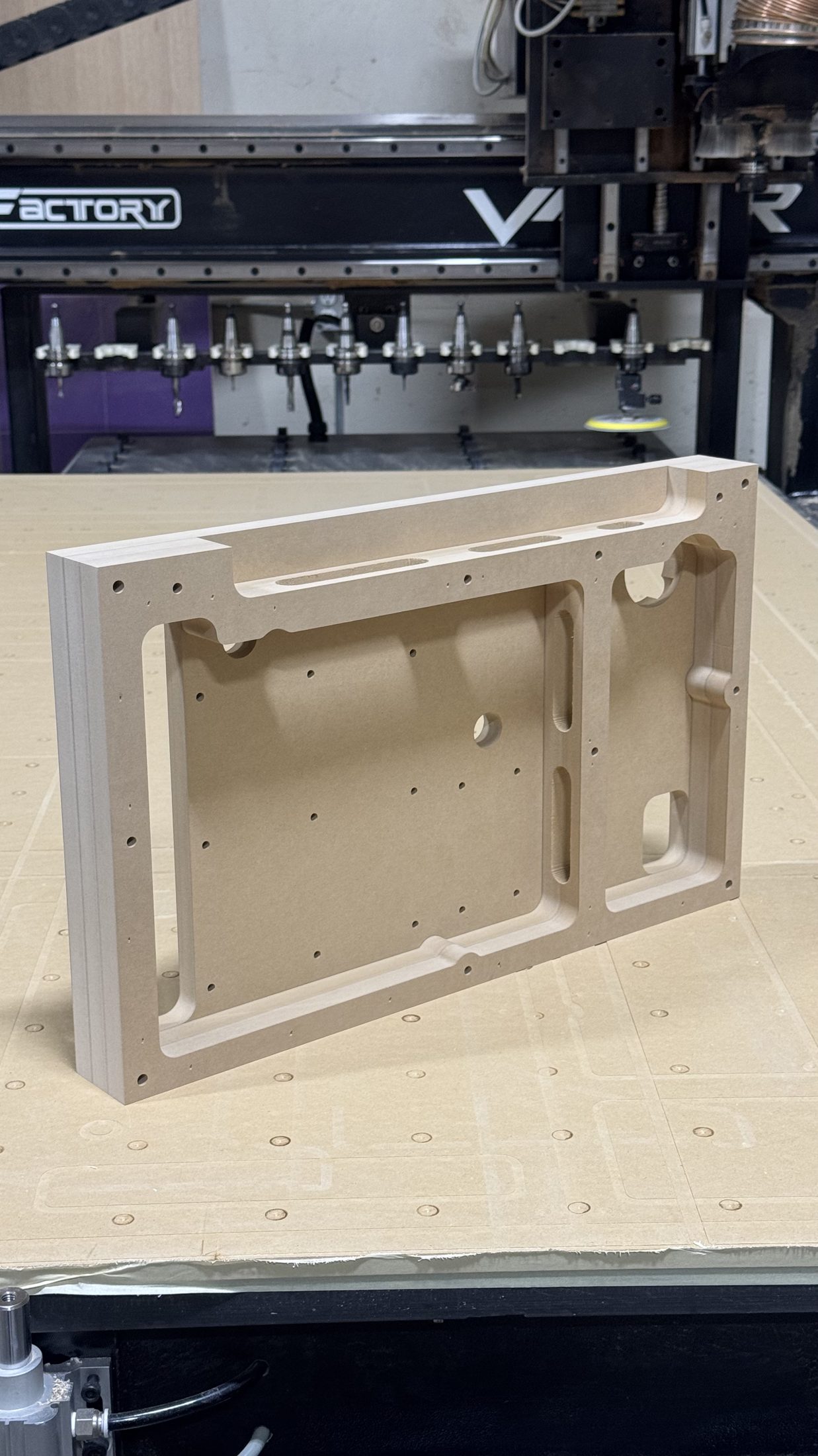 Routed fixture block on the router bed