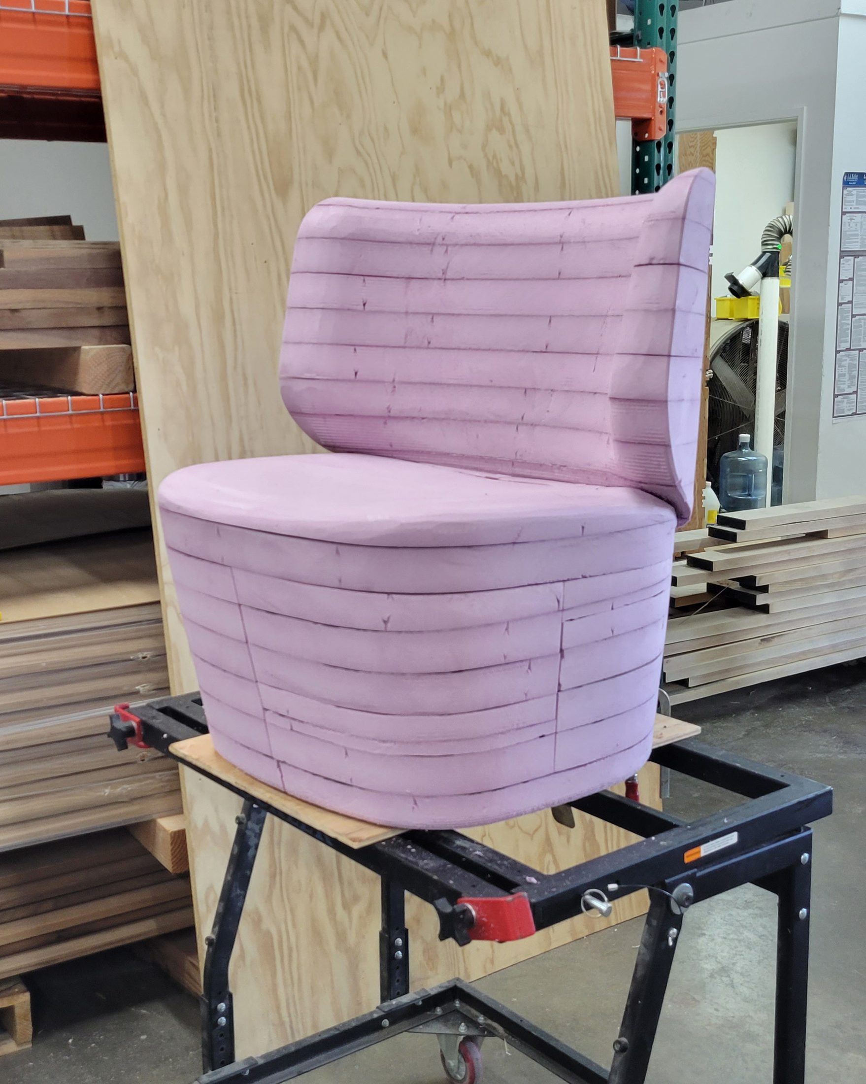 Upholstered seat form in progress