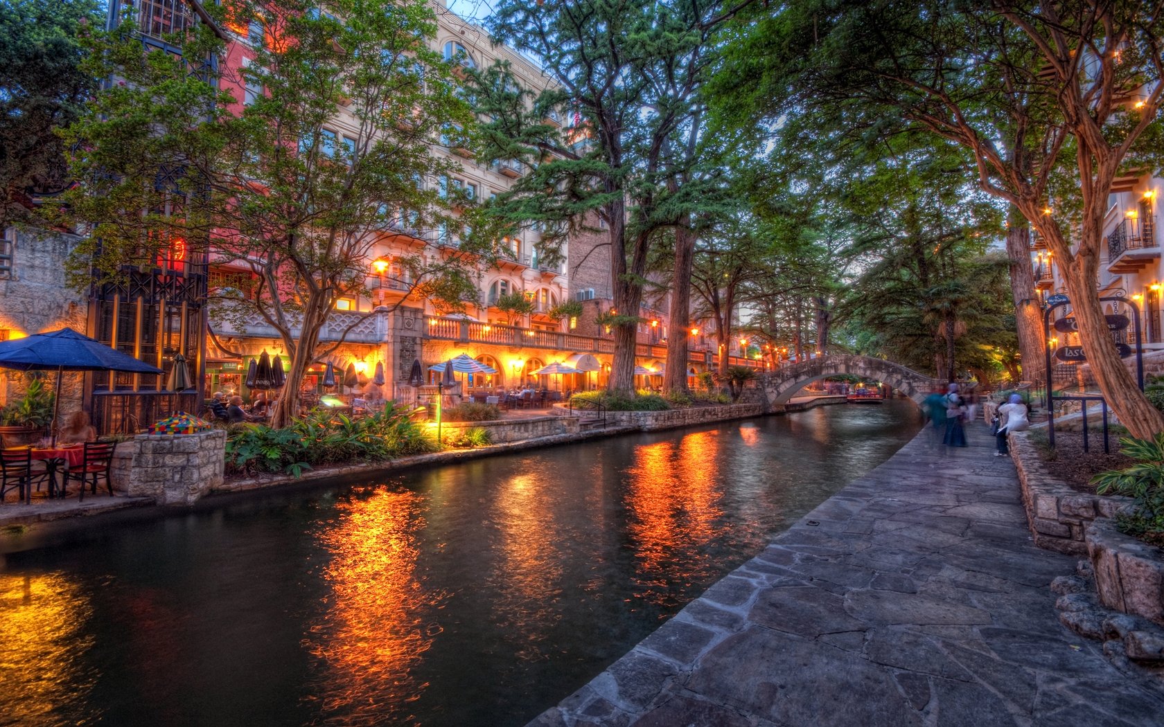San Antonio River Walk at dusk