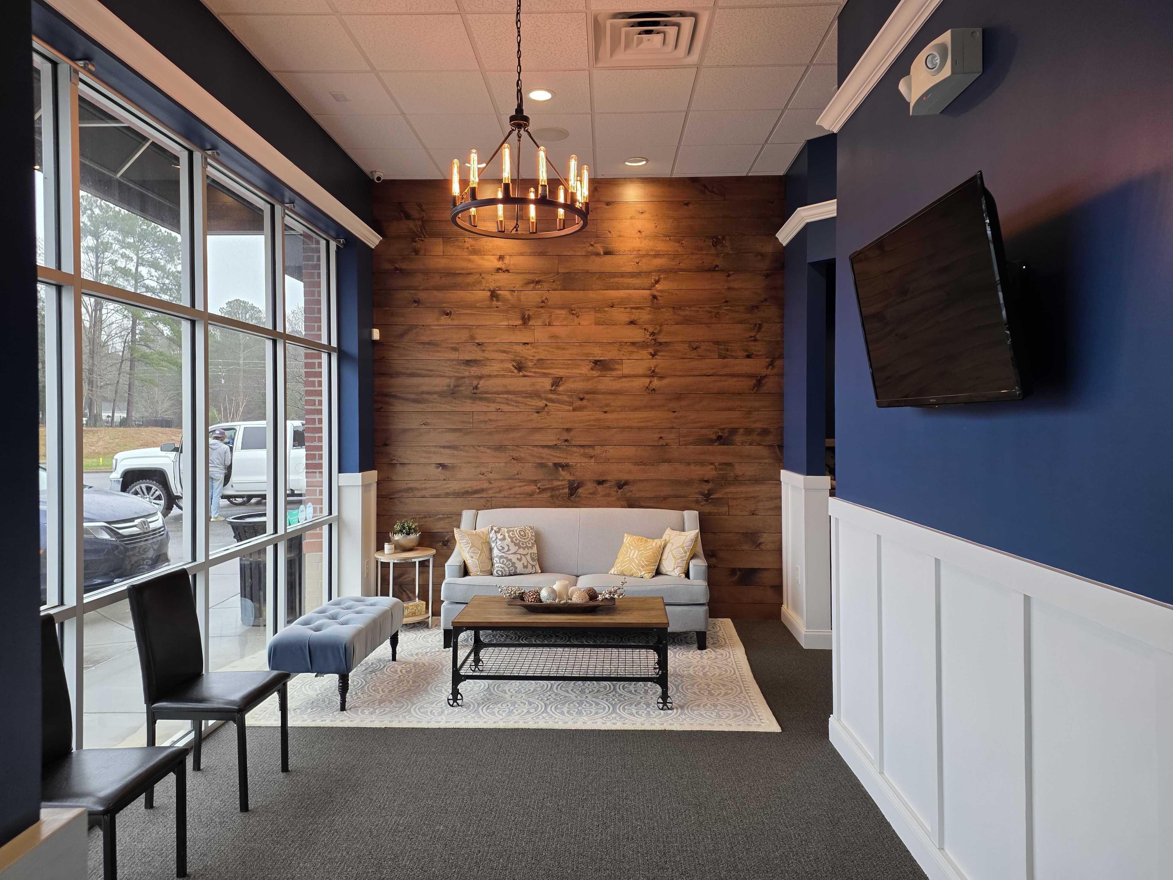 Longleaf Dentistry patient waiting room in Wake Forest, NC