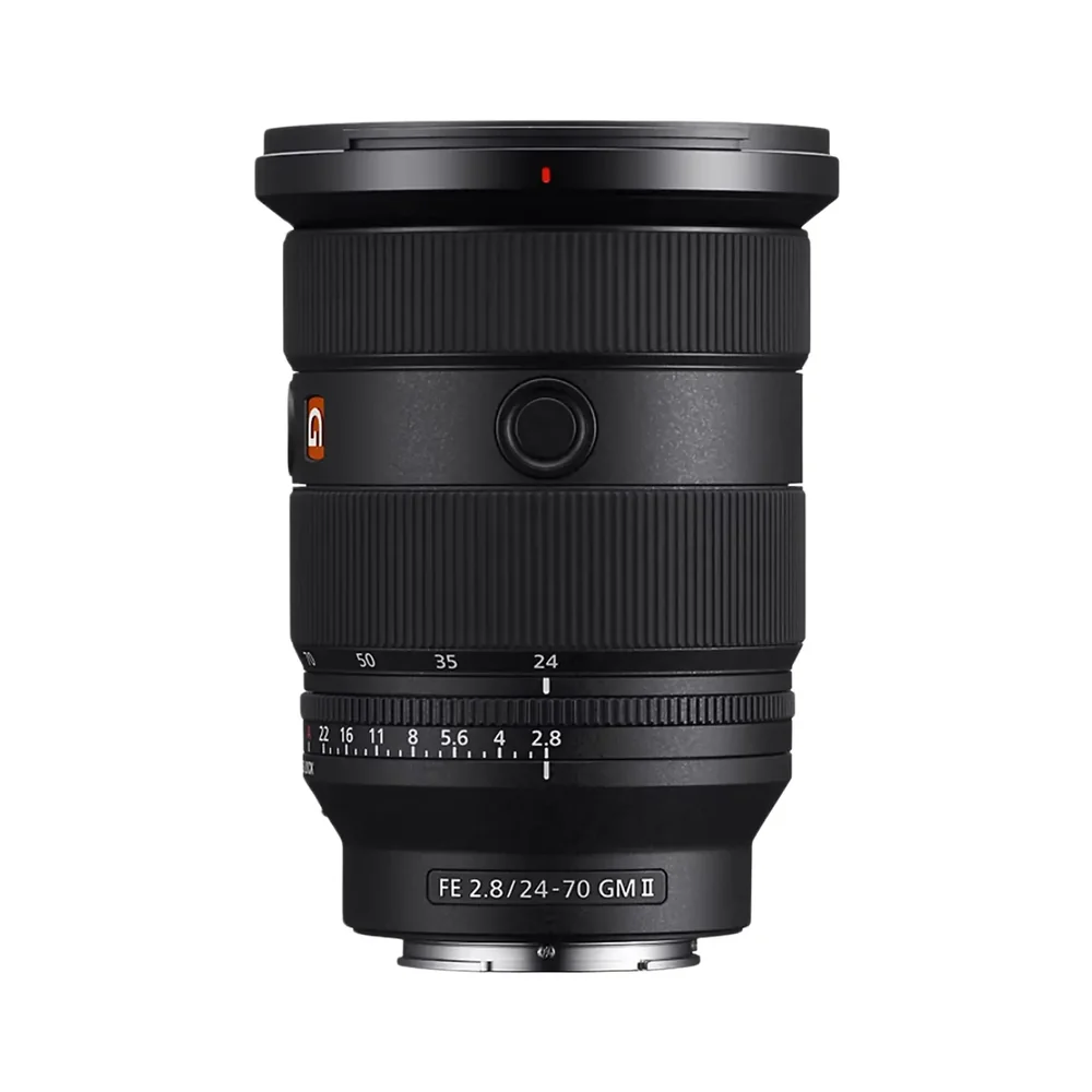 Sony FE 24-70mm f/2.8 G Master II lens on a white background