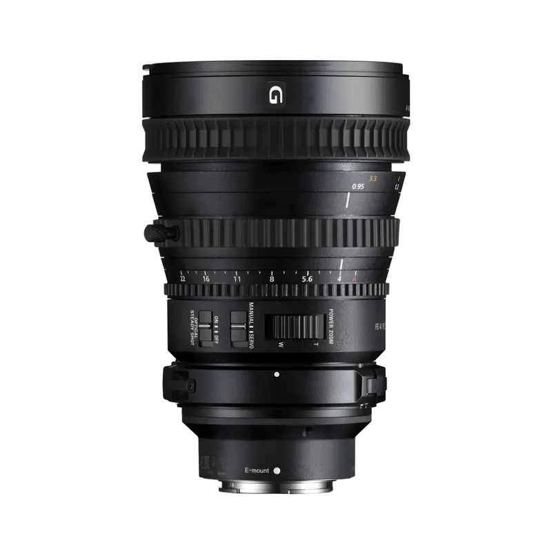 Sony FE PZ 28-135mm f/4 G OSS power zoom lens showing the manual ring and rocker switch