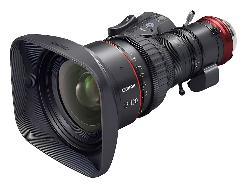 Canon CN7 17-120mm cine servo zoom lens with a detachable servo grip