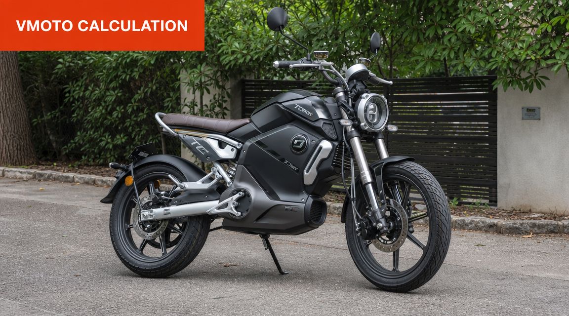 A modern matte black electric motorcycle parked on a quiet residential street in front of a fence.