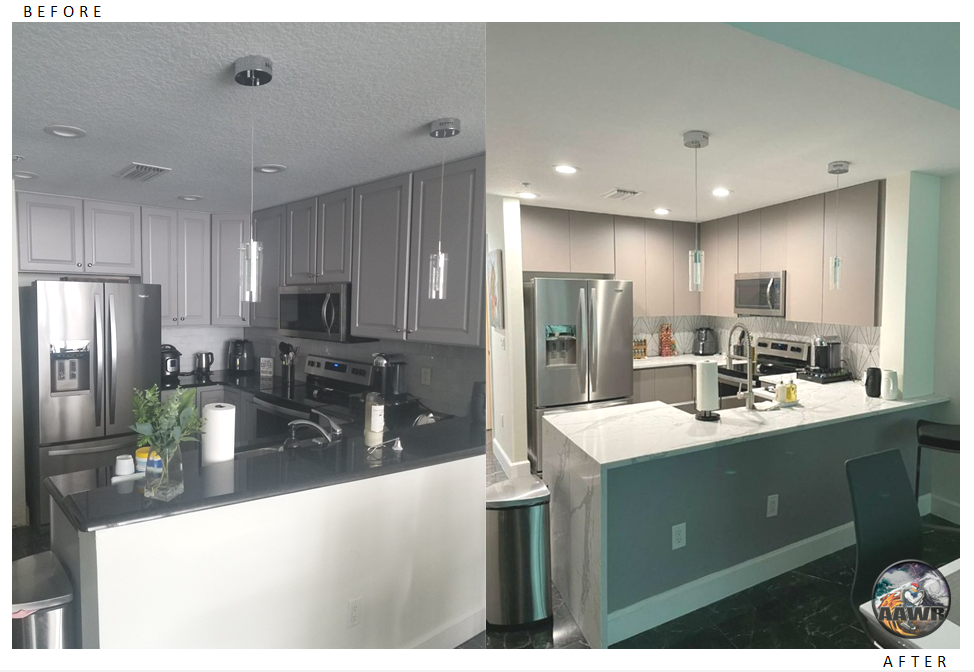 Kitchen Remodel Waterfall Countertop