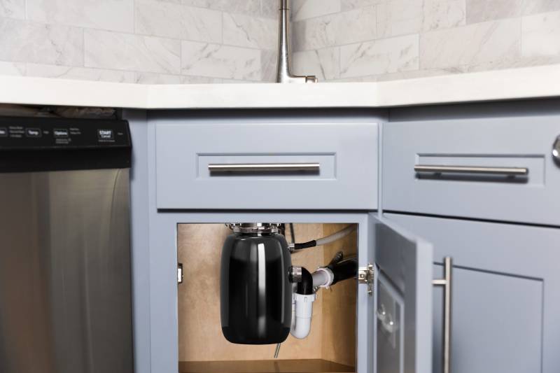 Under-sink garbage disposal installed