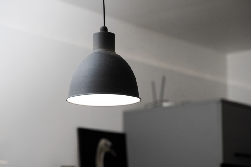Black pendant light fixture.