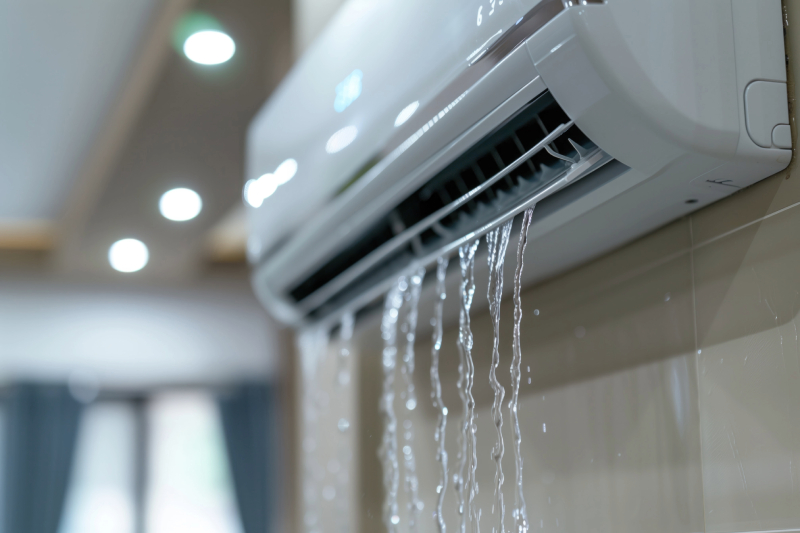 Water leaking from an AC unit indoors.