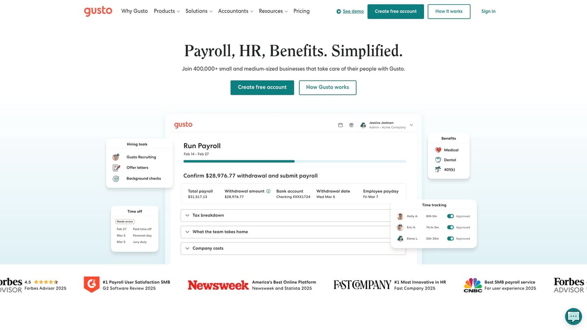8 Small Business Systems to Streamline Your Workflow in 2025 - Payroll & HR Management System