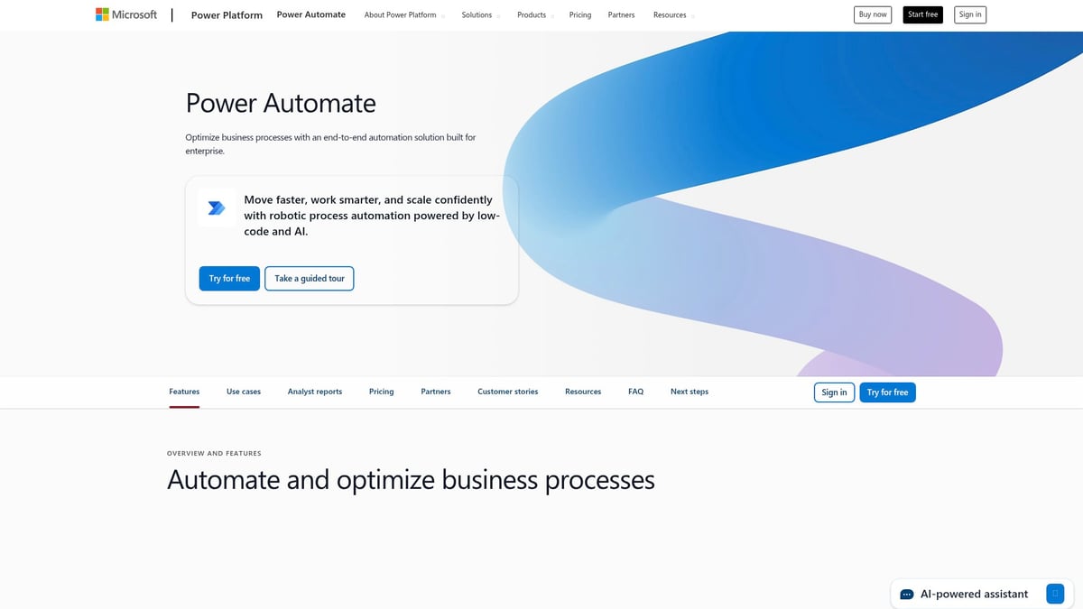 7 Innovative Business Software Automation Solutions for 2026 - Microsoft Power Automate – Seamless Integration for Microsoft Users