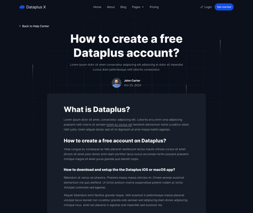 Help Center Single - Dataplus X Webflow Template