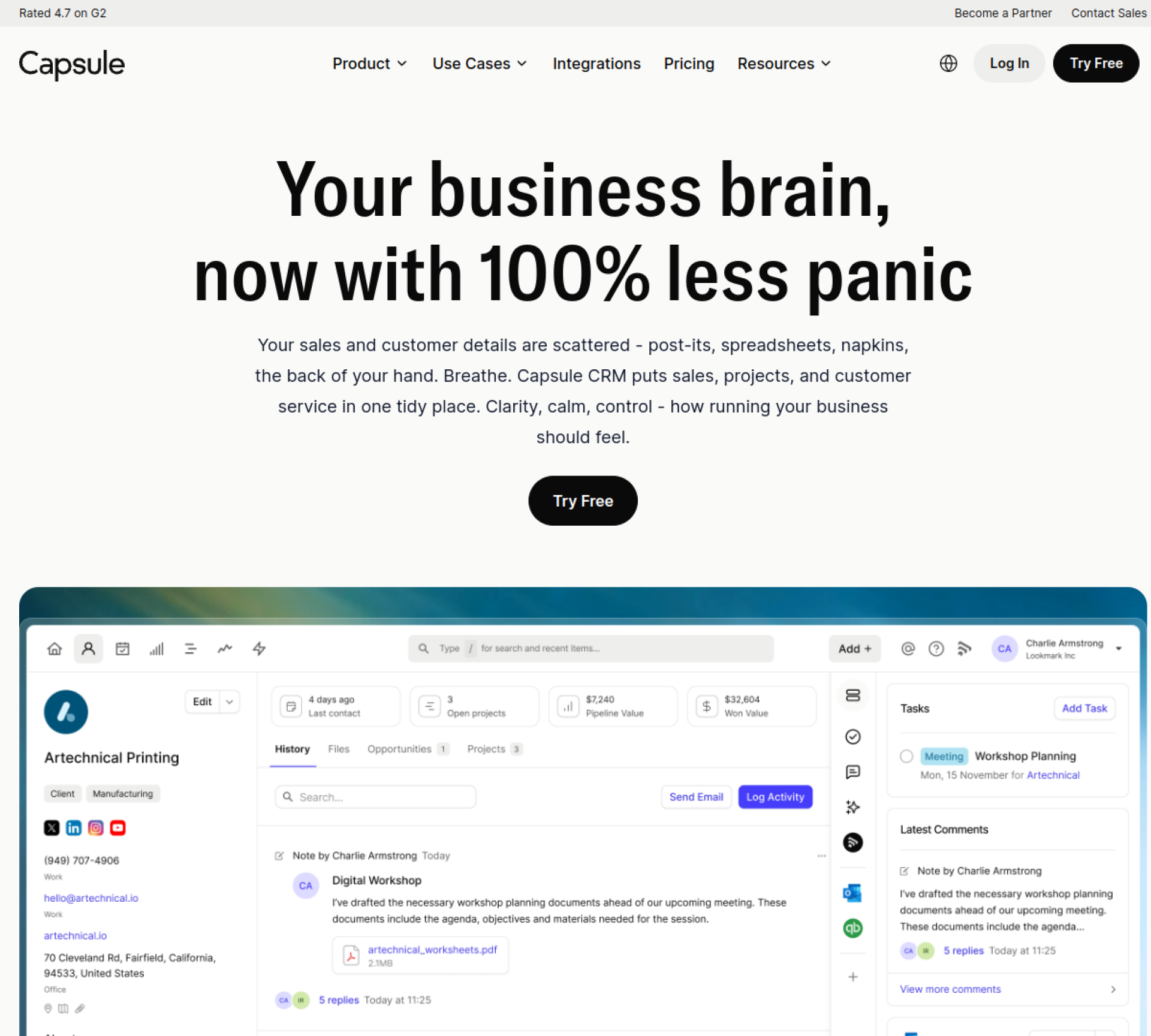 Capsule CRM screenshot