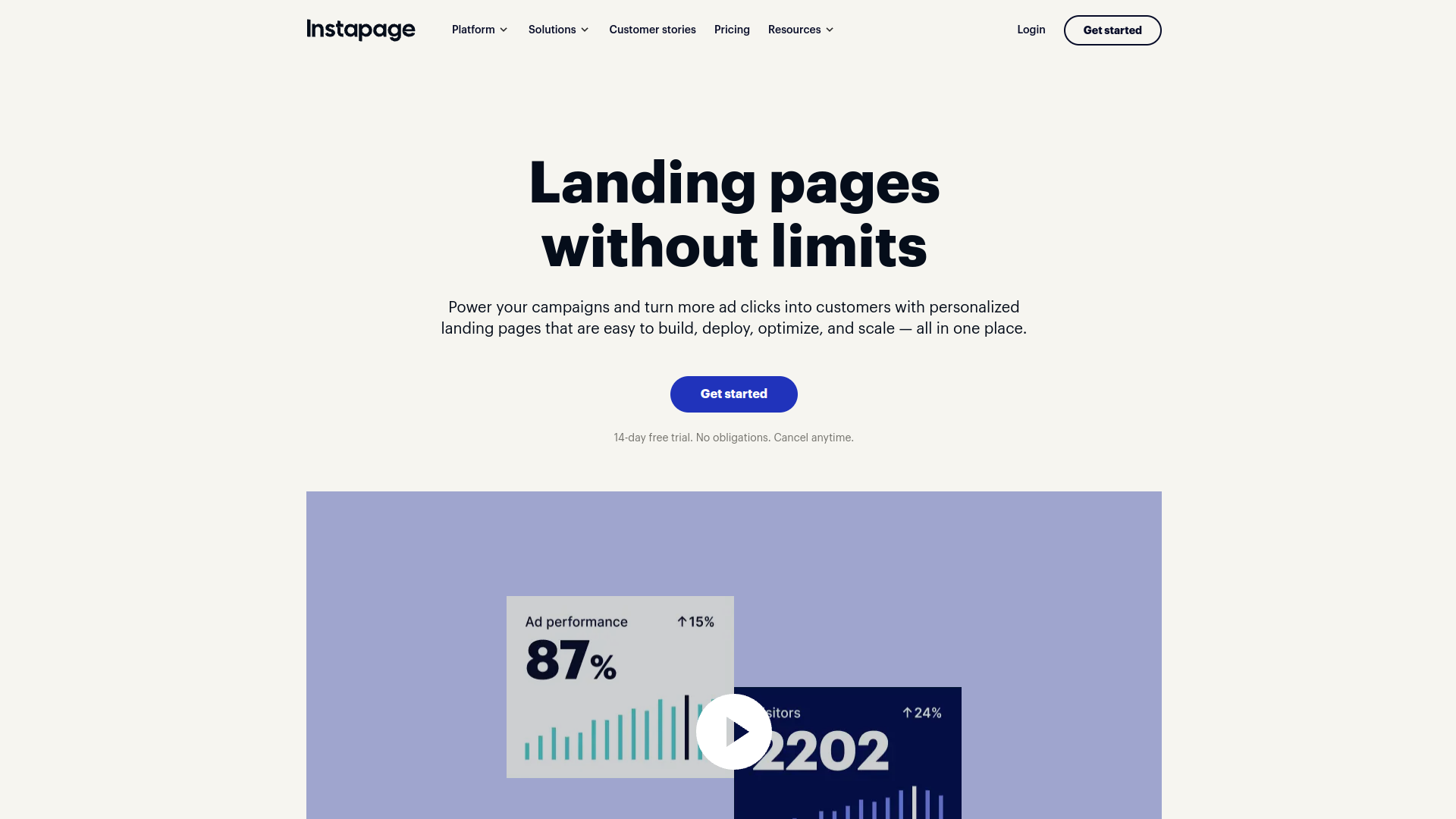 Instapage screenshot