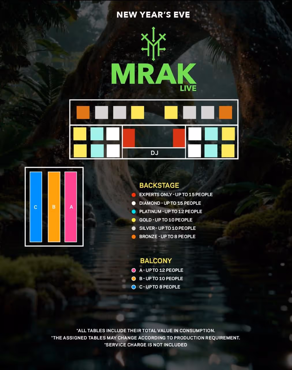 MRAK at ZAMNA NYE table layout.