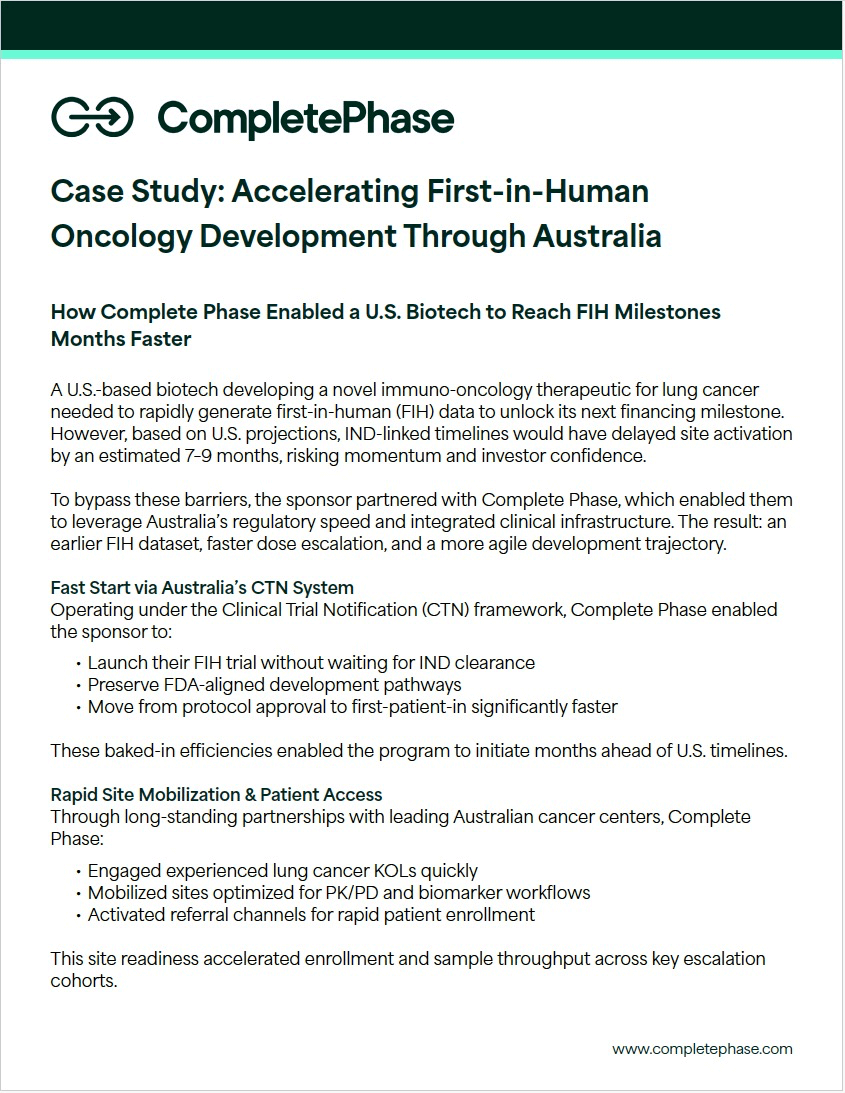 Accelerating First-in-Human Oncology Development Through Australia